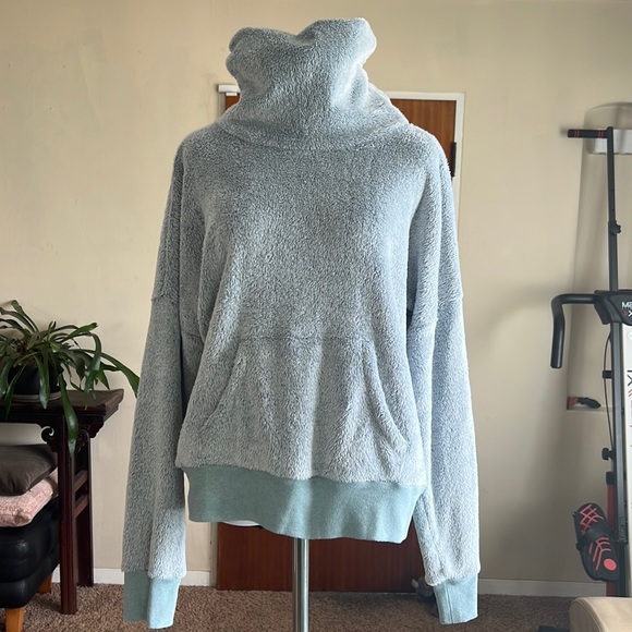 Zella Tops - Zella Large Fuzzy Light Blue Sweatshirt Turtleneck